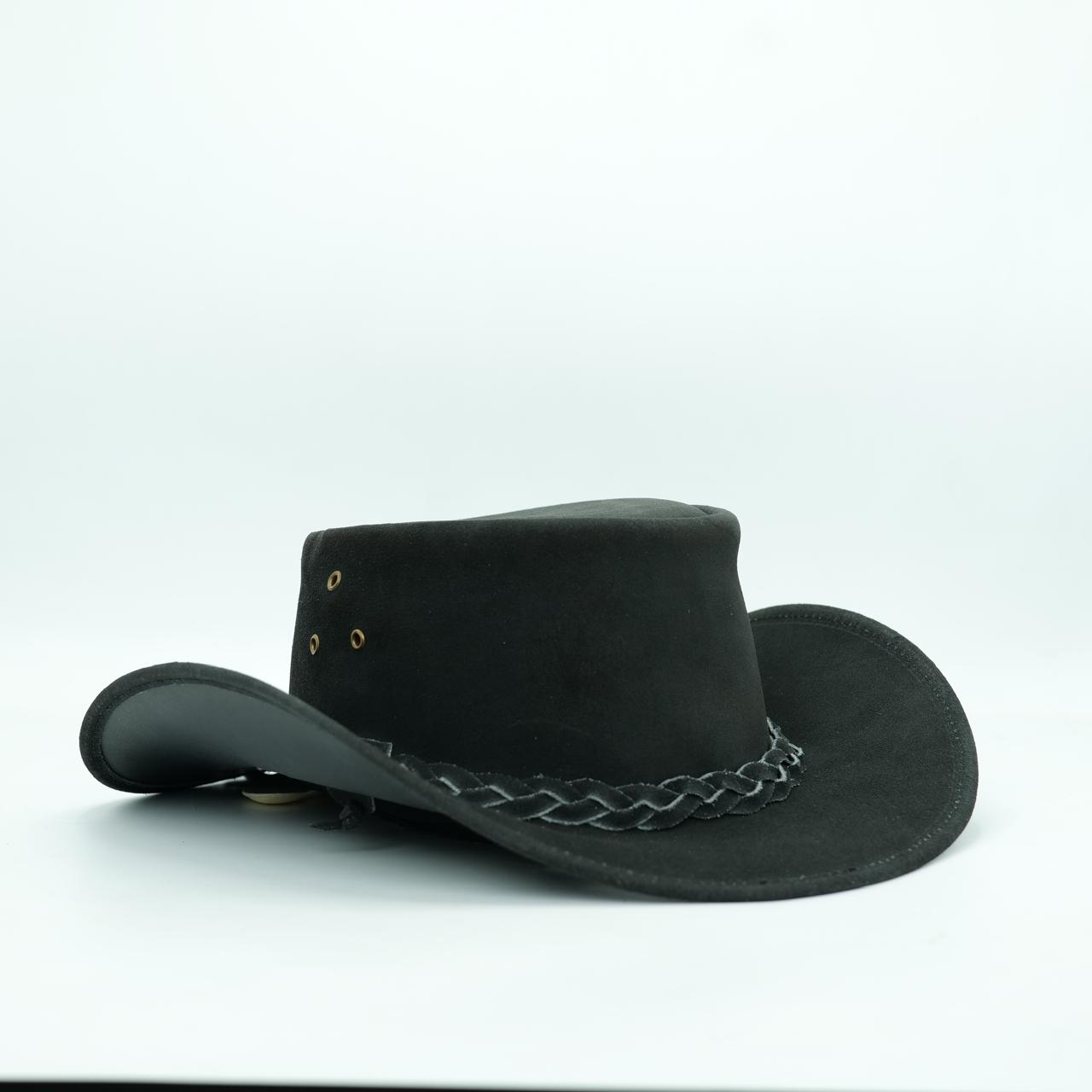 Black Suede Leather Cowboy Hat for Men