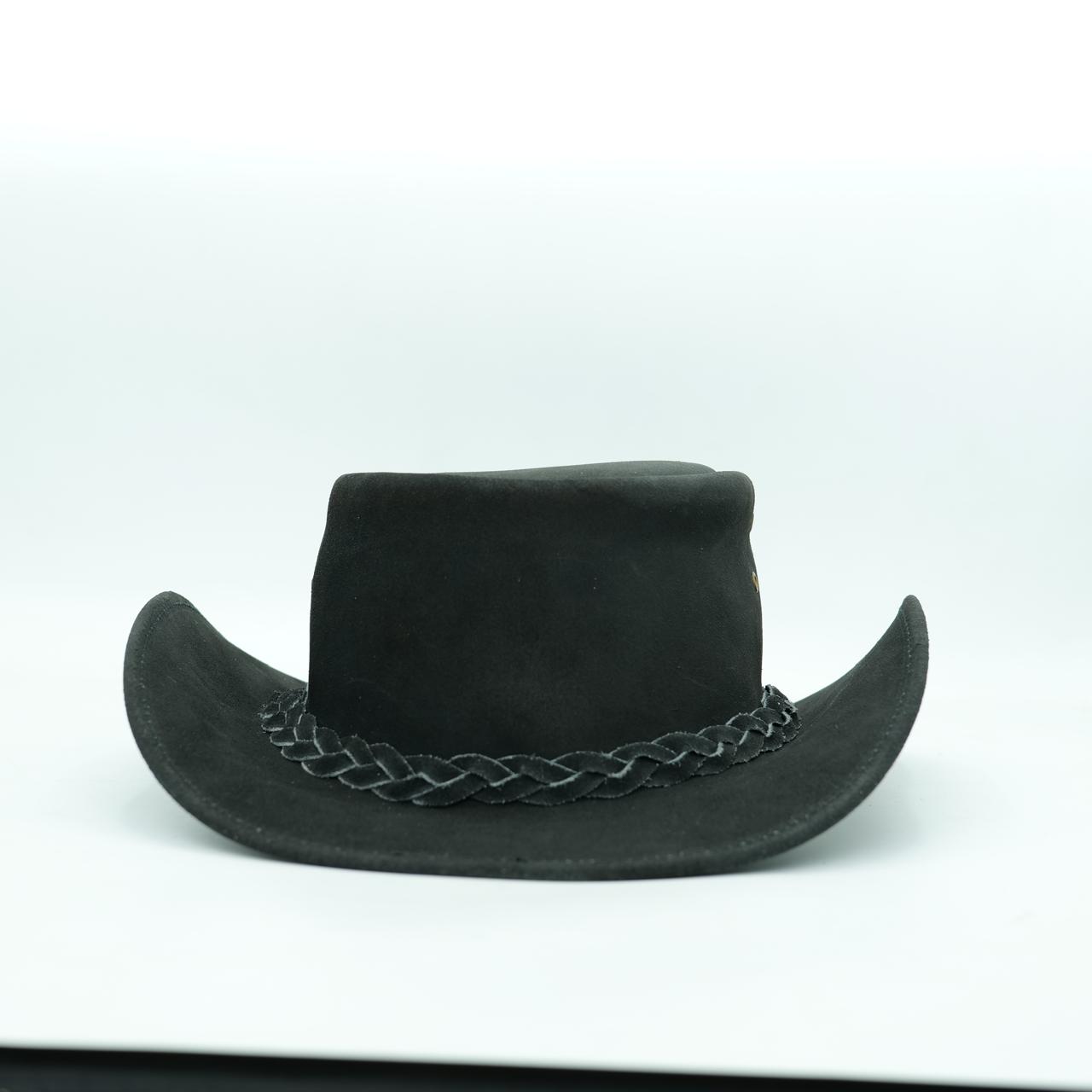 Black Suede Leather Cowboy Hat for Men - Image 6