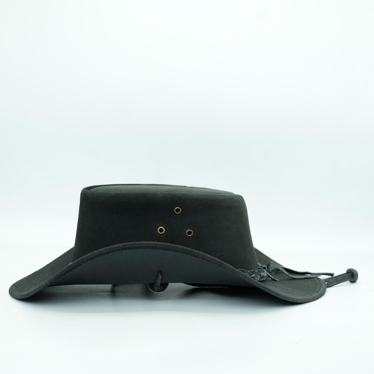 Black Suede Leather Cowboy Hat for Men - Image 5