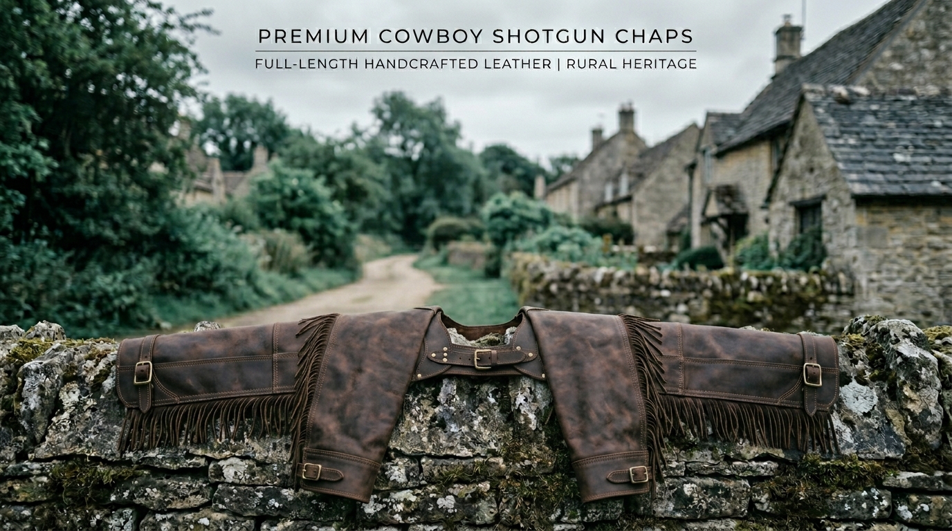 Leather Cowboy Shotgun Chaps: Authentic Full-Length Rural Protection