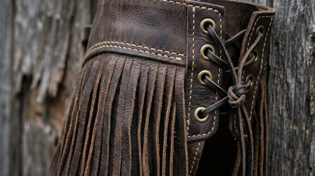 women's fringed leather chaps