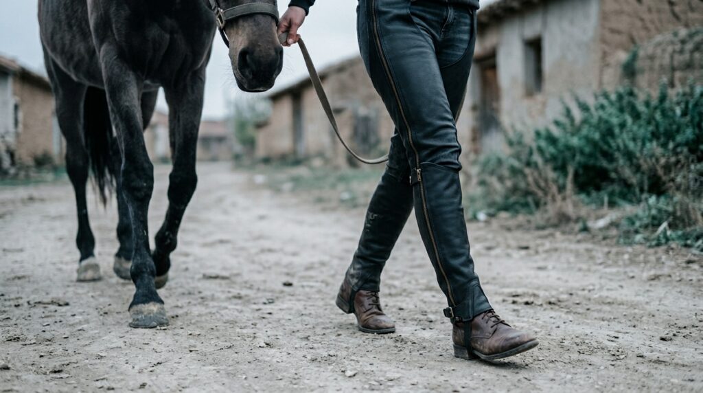 black leather chaps for womens